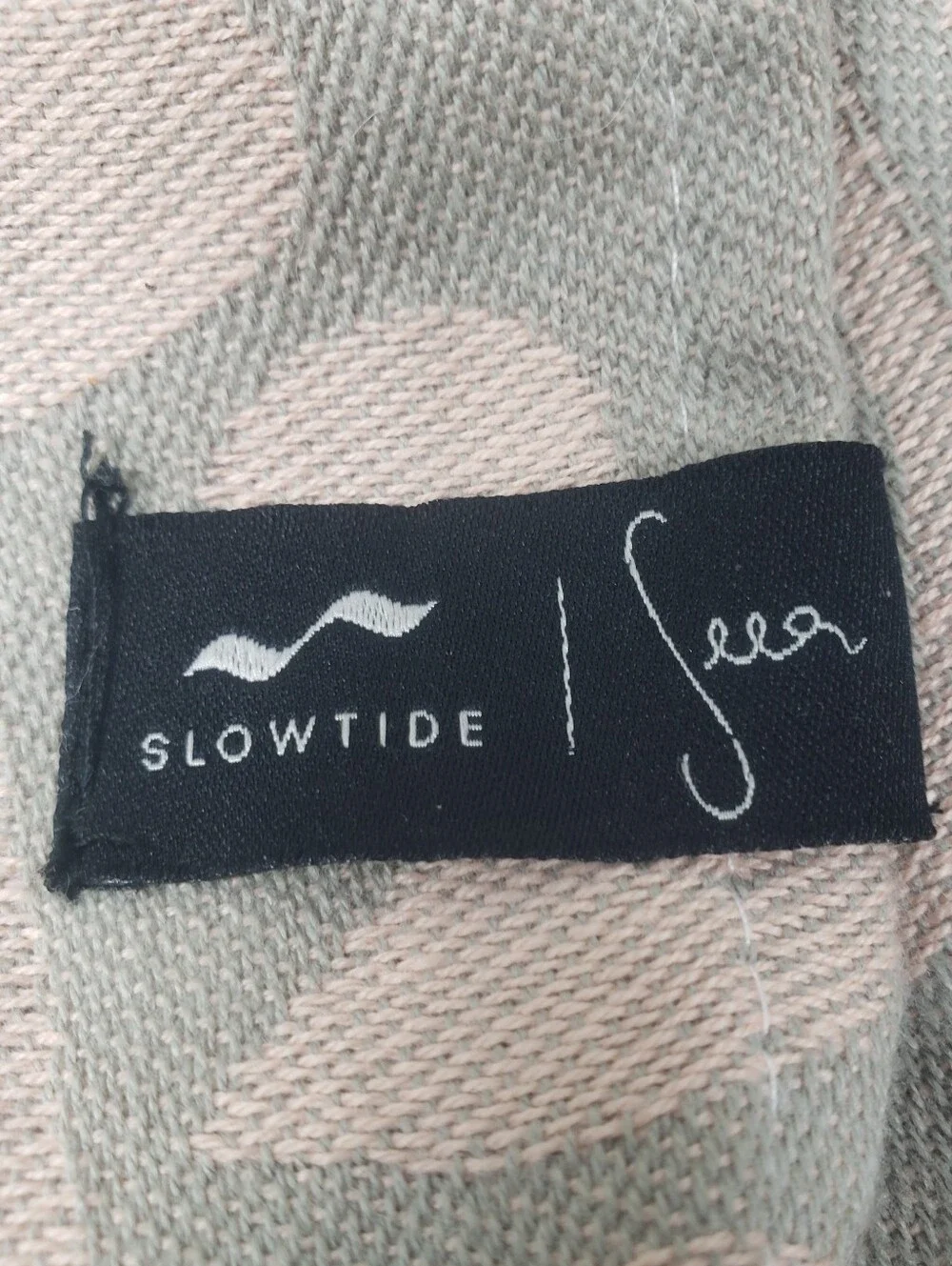 SLOWTIDE Tan & Sage Print w/ Fringe -Table Cloth Yoga Mat Turkish Beach Towel